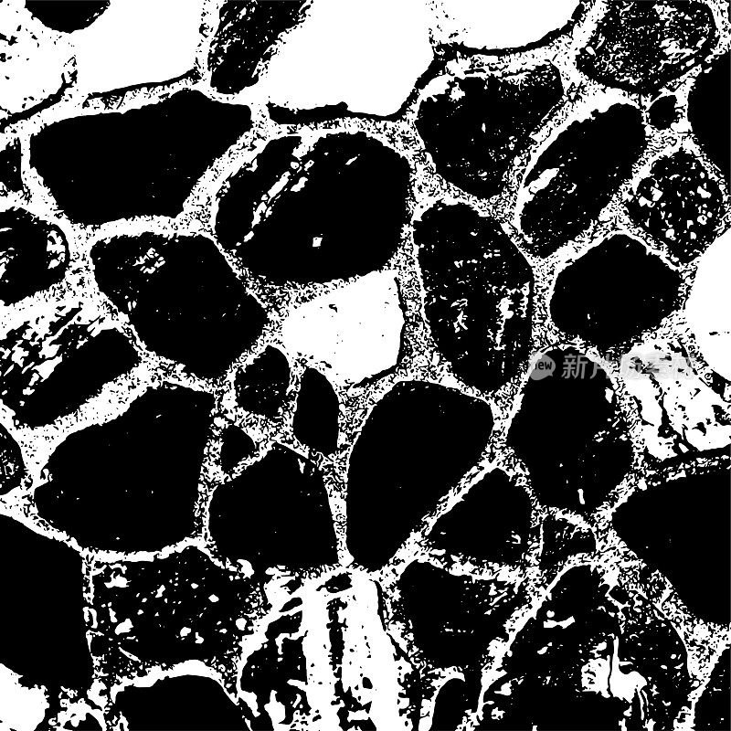 花岗岩镶嵌。枯燥乏味的纹理。黑色灰尘Scratchy Pattern。抽象的背景。矢量设计作品。变形的效果。裂缝。